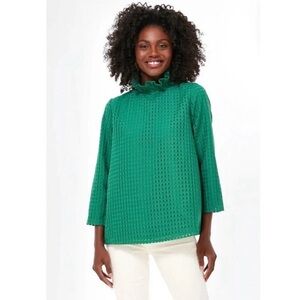 Tuckernuck Faye Tie-Back Blouse Women L NWT High Neck Green